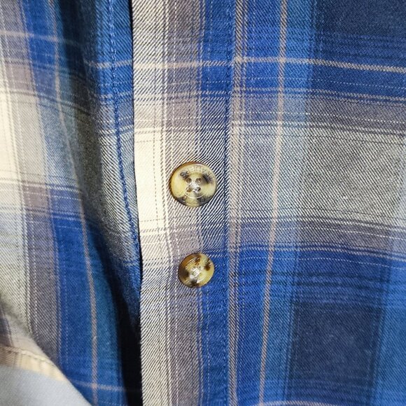 Boston Traders casual button down shirt men's size L brown blue plaid long sleev - Picture 8 of 10